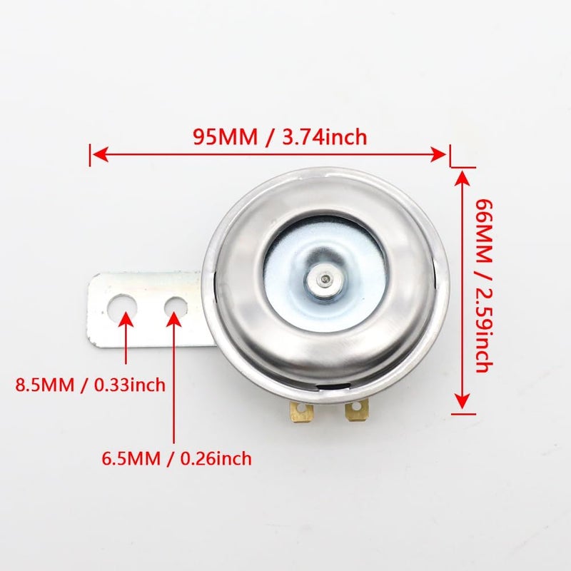 LVEE DL70 Universal Motorcycle Horn Waterproof Round Loud 12V 1.5A 105db small Electric round powersports horns for Motorcycle ATV scooter UTV dirt bike ebike (Silvery) - Image 4